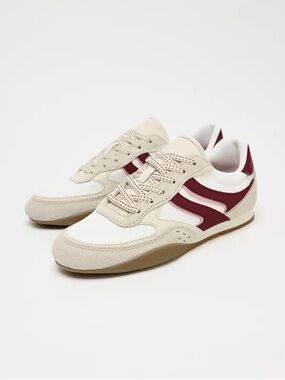 Zara Stylish Beige and Burgundy athletic Sneakers